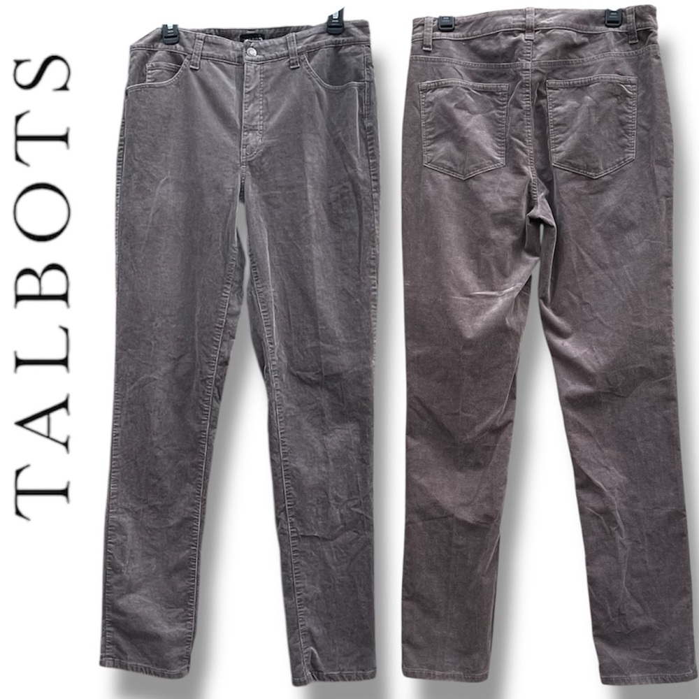Talbots STRETCH CORDUROY STRAIGHT LEG PANTS Size 8 Long